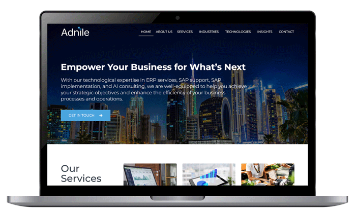 AdnileTech professional website design and development project by Rahat Web Design