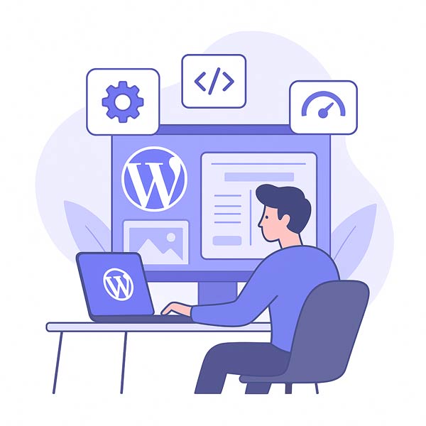 Illustration representing a professional WordPress Development Company in India creating modern, responsive websites.