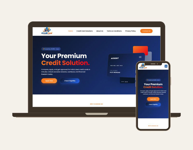Credit card solutions website design by Rahat Web Design