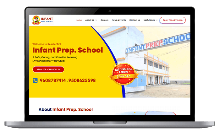 Infant Prep. School website design and development project in Muzaffarpur showcasing a child-friendly school website